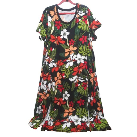 Cuddl Duds Dress Petite P3X Floral Vibrant colorful multicolor STRETCH SS knit - Picture 2 of 11